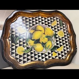 Decorative metal lemon tray.